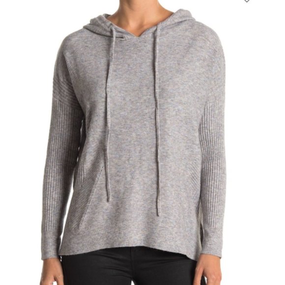 Wit & Wisdom Tops - Wit & Wisdom Ribbed Knit Drawstring Hoodie